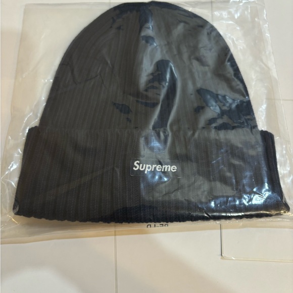 Supreme Overdyed Beanie Navy SS24 - Picture 2 of 4